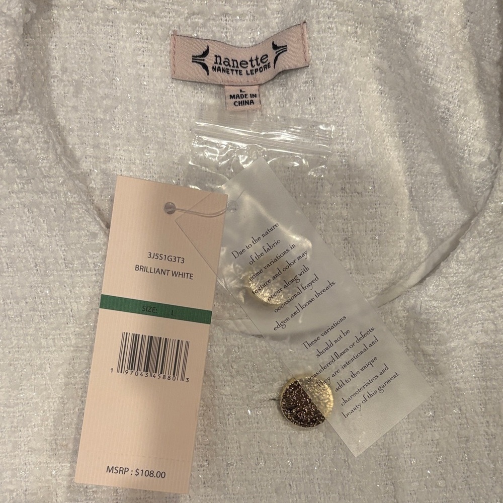 Nanette Lepore Large Women's White Sleeveless vest - NWT - Picture 3 of 4